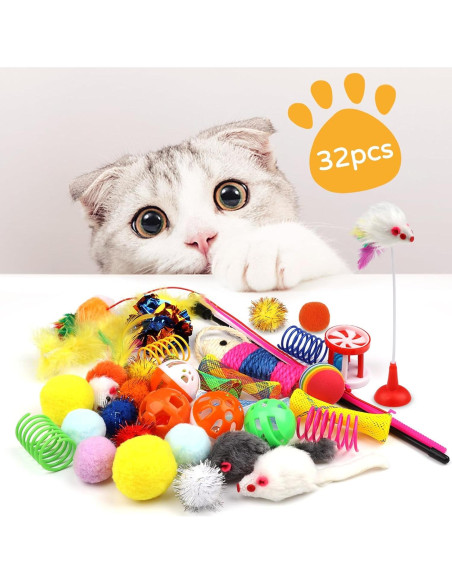 Kit de Juguetes Interactivos para Gatos QUOZUO 32 Piezas Kit de Juguetes Interactivos para Gatos QUOZUO 32 Piezas