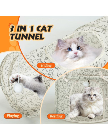 Túnel para Gatos Nobleza Grande Plegable y Lavable 137 cm