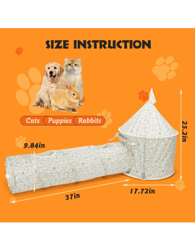 Túnel para Gatos Nobleza Grande Plegable y Lavable 137 cm