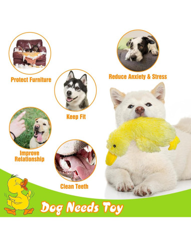 Juguete de Perro de Peluche Squeaky Pato EXPAWLORER Amarillo Grande