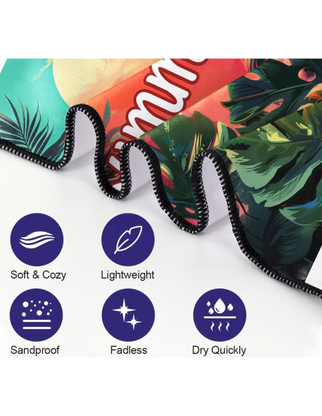 Toalla de Playa OHTMTHO XL Tropical 91.44x182.88cm Microfibra Toalla de Playa OHTMTHO XL Tropical 91.44x182.88cm Microfibra
