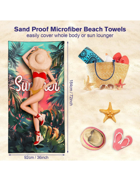 Toalla de Playa OHTMTHO XL Tropical 91.44x182.88cm Microfibra Toalla de Playa OHTMTHO XL Tropical 91.44x182.88cm Microfibra