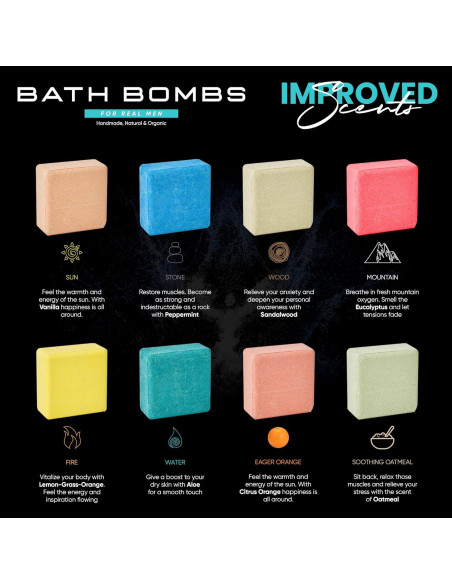 Set de 8 Bombas de Baño Orgánicas para Hombres ZenseMe 70g Set de 8 Bombas de Baño Orgánicas para Hombres ZenseMe 70g