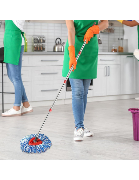 Conjunto de Mop HiBaBy con 2 Cabezas de Microfibra y Mango Ajustable 76-147cm Conjunto de Mop HiBaBy con 2 Cabezas de Microfibra y Mango Ajustable 76-147cm