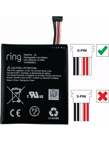 Batería de Reemplazo S2 para Timbre Ring 2da Generación 5200mAh
