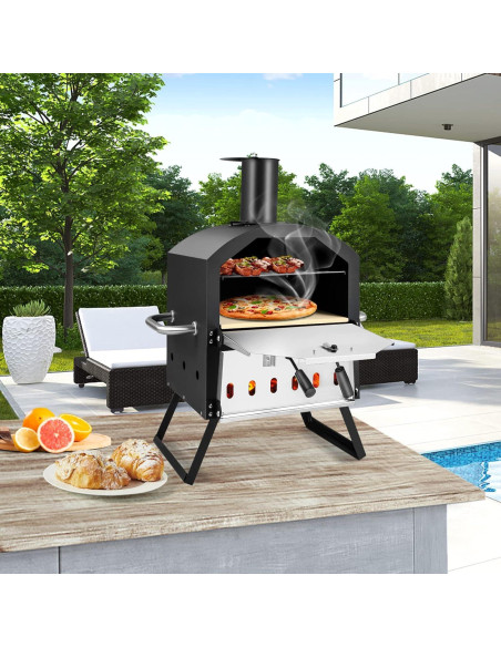Horno de Pizza Exterior Giantex de Leña 54.61x30.48x71.12cm Horno de Pizza Exterior Giantex de Leña 54.61x30.48x71.12cm
