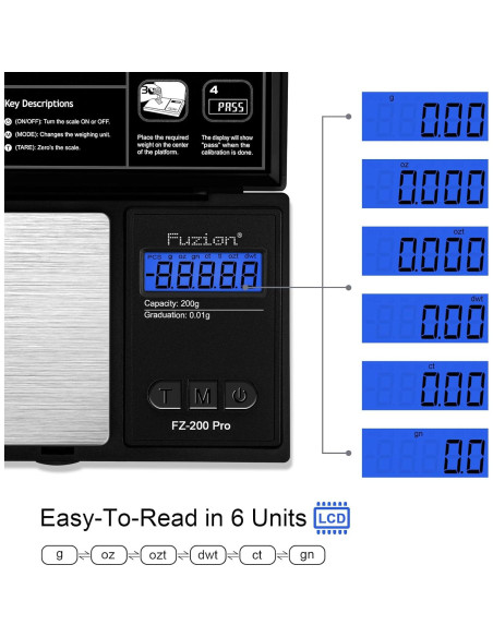 Báscula Digital de Precisión Fuzion 200g con Calibración Báscula Digital de Precisión Fuzion 200g con Calibración
