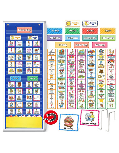 Tablero Visual de Horario Torlam para Niños con 105 Tarjetas