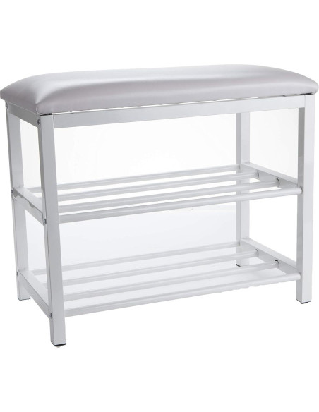 Banco para zapatos Mind Reader, metal blanco, 59.69x29.97x50.53 cm Banco para zapatos Mind Reader, metal blanco, 59.69x29.97x50.53 cm