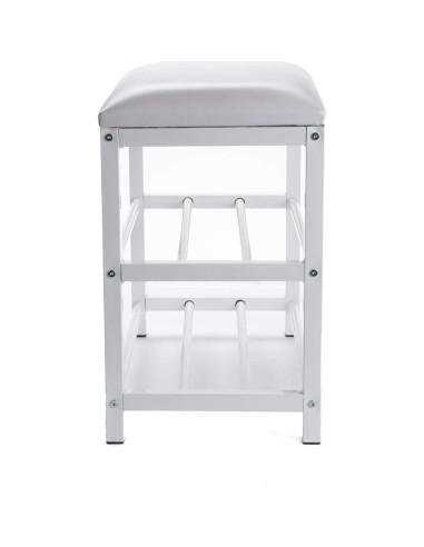 Banco para zapatos Mind Reader, metal blanco, 59.69x29.97x50.53 cm