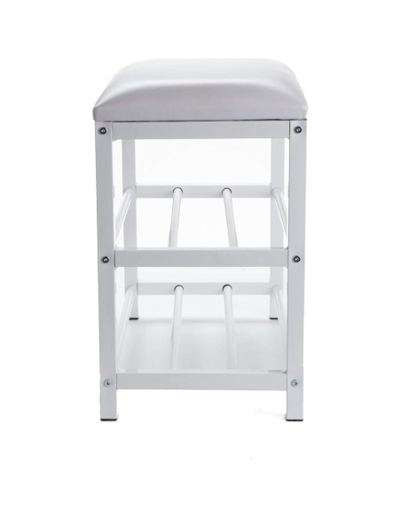 Banco para zapatos Mind Reader, metal blanco, 59.69x29.97x50.53 cm Banco para zapatos Mind Reader, metal blanco, 59.69x29.97x50.53 cm