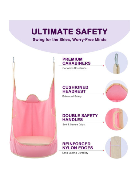 Silla Colgante Infantil CO-Z Rosa con Cojín Inflable 77 kg Silla Colgante Infantil CO-Z Rosa con Cojín Inflable 77 kg