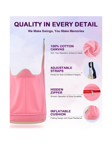 Silla Colgante Infantil CO-Z Rosa con Cojín Inflable 77 kg