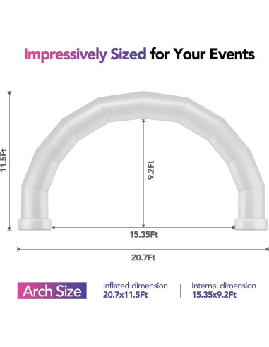 Arco Inflable Medio Círculo 6.4m Blanco Wellcomer con Ventilador