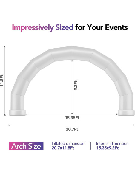 Arco Inflable Medio Círculo 6.4m Blanco Wellcomer con Ventilador Arco Inflable Medio Círculo 6.4m Blanco Wellcomer con Ventilador