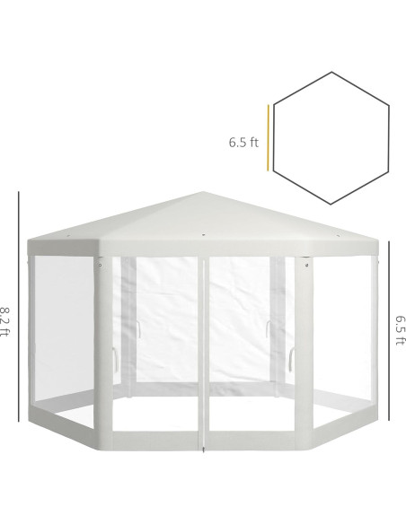 Tienda de Fiesta Hexagonal IJOWEEN 3.96m x 3.35m con Malla Tienda de Fiesta Hexagonal IJOWEEN 3.96m x 3.35m con Malla
