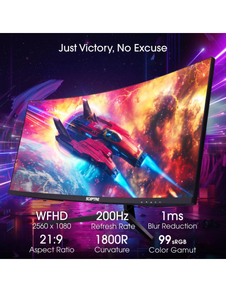 Monitor Curvo Sceptre 30" 2560x1080p 200Hz Altavoces Integrados Monitor Curvo Sceptre 30" 2560x1080p 200Hz Altavoces Integrados