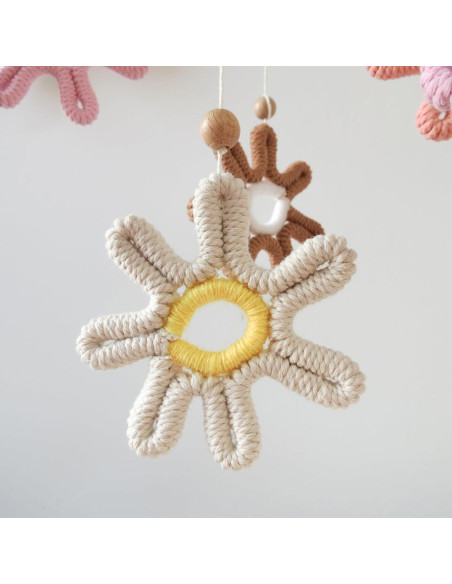Móvil de Cuna Boho GOUKURLSMA con Margaritas Tejidas 56cm Móvil de Cuna Boho GOUKURLSMA con Margaritas Tejidas 56cm