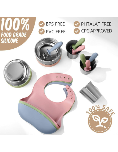 Set de Alimentación para Bebés Yinder 15 Piezas Silicona Acero Inoxidable Set de Alimentación para Bebés Yinder 15 Piezas Silicona Acero Inoxidable