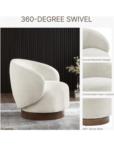 Silla Giratoria de Acento KISLOT Redonda Tapizada Crema 136 kg