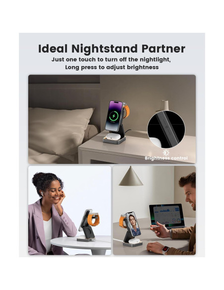 Cargador Inalámbrico 3 en 1 BODSEIEOU 15W para iPhone, Apple Watch y AirPods Cargador Inalámbrico 3 en 1 BODSEIEOU 15W para iPhone, Apple Watch y AirPods