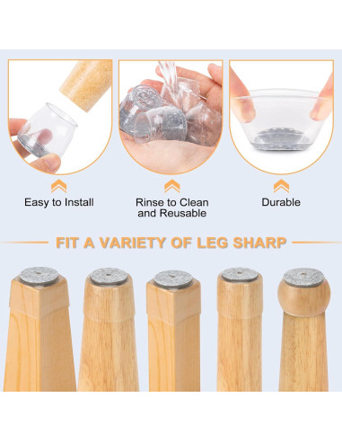 36 Protectores de Suelo Silicona Amrules para Patas de Sillas