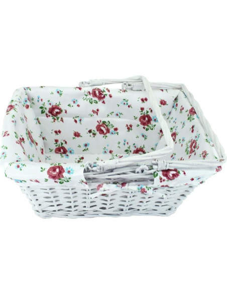 Cesta de Almacenamiento KINGWILLOW Mimbre Blanca 34.5x26x27.9 cm Cesta de Almacenamiento KINGWILLOW Mimbre Blanca 34.5x26x27.9 cm