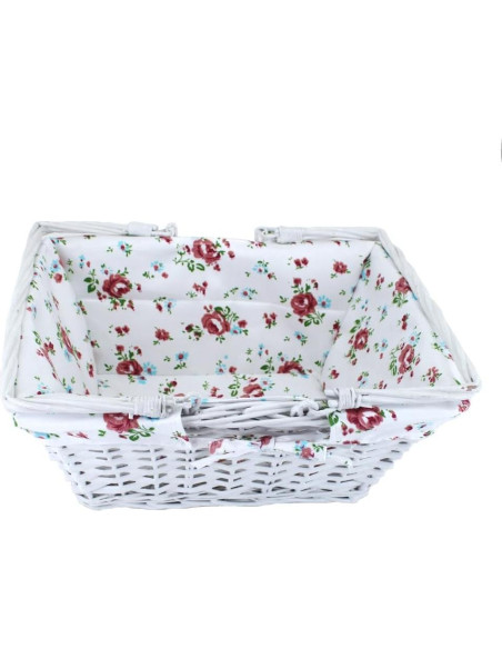 Cesta de Almacenamiento KINGWILLOW Mimbre Blanca 34.5x26x27.9 cm Cesta de Almacenamiento KINGWILLOW Mimbre Blanca 34.5x26x27.9 cm