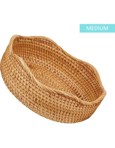Cesta Redonda de Ratán Natural Whalehub - Mediana 22.9 cm 2