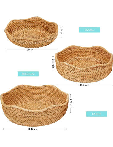 Cesta Redonda de Ratán Natural Whalehub - Mediana 22.9 cm