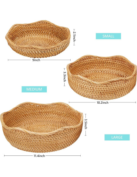 Cesta Redonda de Ratán Natural Whalehub - Mediana 22.9 cm Cesta Redonda de Ratán Natural Whalehub - Mediana 22.9 cm