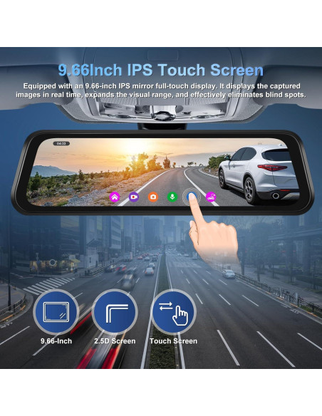 Cámara de Espejo Retrovisor NHOPEEW 4K 9.66" Doble Lente Cámara de Espejo Retrovisor NHOPEEW 4K 9.66" Doble Lente
