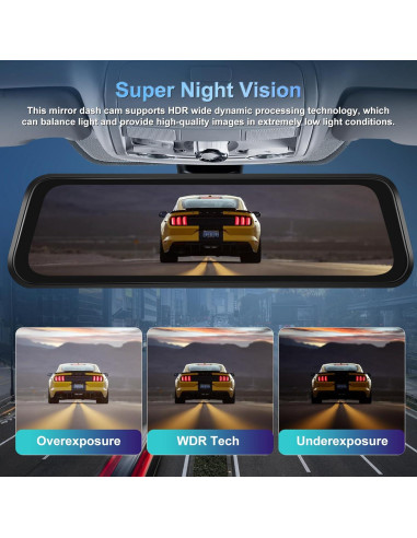 Cámara de Espejo Retrovisor NHOPEEW 4K 9.66" Doble Lente