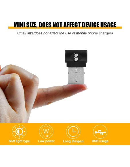 Lámpara de Ambiente LED USB Mandark para Automóvil - Negro Lámpara de Ambiente LED USB Mandark para Automóvil - Negro