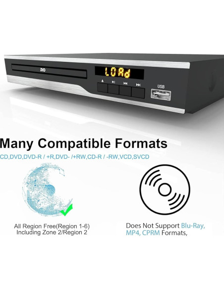 Reproductor de DVD MAITE DVP-999 Compacto USB RCA 720P Reproductor de DVD MAITE DVP-999 Compacto USB RCA 720P