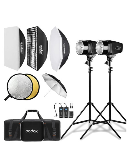 Kit de Flash de Estudio Godox K180A con 2 Softbox 180W Kit de Flash de Estudio Godox K180A con 2 Softbox 180W