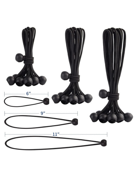 Cuerdas Bungee de Bola Skytened 30 Piezas Alta Resistencia 6-9-11 cm Cuerdas Bungee de Bola Skytened 30 Piezas Alta Resistencia 6-9-11 cm