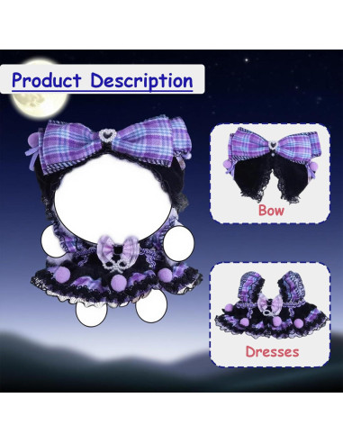 Vestido Gothic Lolita para muñeca 17cm LABUBU - Púrpura y Negro