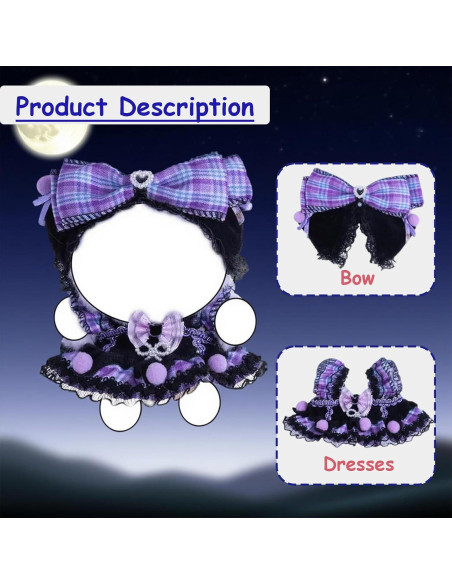 Vestido Gothic Lolita para muñeca 17cm LABUBU - Púrpura y Negro Vestido Gothic Lolita para muñeca 17cm LABUBU - Púrpura y Negro