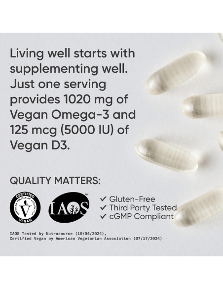 Suplemento Vegano Omega-3 Sports Research 1020mg + D3 5000iu Suplemento Vegano Omega-3 Sports Research 1020mg + D3 5000iu