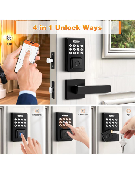 Cerradura Inteligente Probrico Negra Biométrica con Manija Cerradura Inteligente Probrico Negra Biométrica con Manija