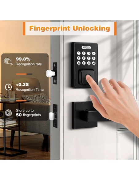 Cerradura Inteligente Probrico Negra Biométrica con Manija Cerradura Inteligente Probrico Negra Biométrica con Manija