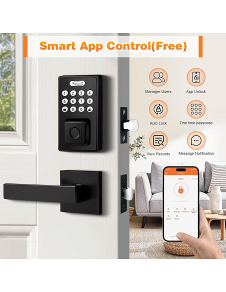 Cerradura Inteligente Probrico Negra Biométrica con Manija Cerradura Inteligente Probrico Negra Biométrica con Manija