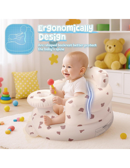 Asiento Inflable para Bebés Arscniek Beige Cabeza de Oso Asiento Inflable para Bebés Arscniek Beige Cabeza de Oso