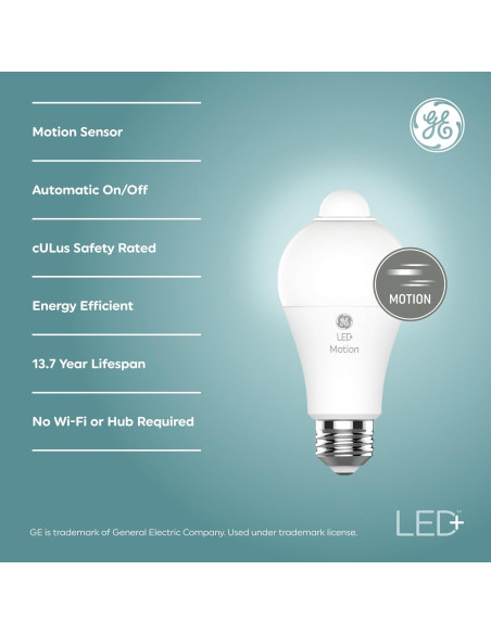 Bombillas LED+ GE con Sensor de Movimiento 12W Luz Diurna (2 Pzs) Bombillas LED+ GE con Sensor de Movimiento 12W Luz Diurna (2 Pzs)