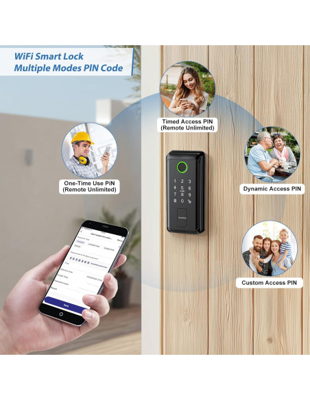 Cerradura Inteligente Evanshow con Teclado y WiFi - 6 en 1 Cerradura Inteligente Evanshow con Teclado y WiFi - 6 en 1