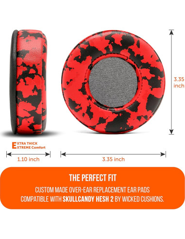 Almohadillas Extra Gruesas Wicked Cushions para Skullcandy Hesh - Camuflaje Rojo