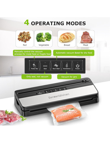 Máquina Selladora al Vacío Bonsenkitchen VS3016-V1, 135W, Negro