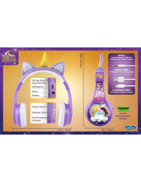 Auriculares Inalámbricos eKids UA-B52 Unicornio para Niños Auriculares Inalámbricos eKids UA-B52 Unicornio para Niños