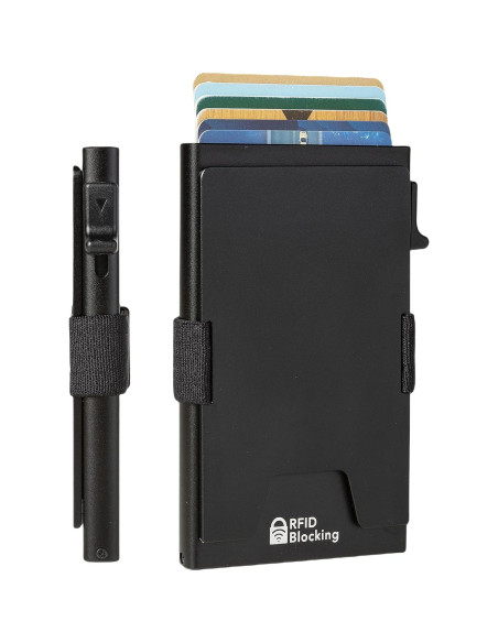 Billetera Minimalista Aluminio RFID Hombres Negro 12+ Tarjetas Billetera Minimalista Aluminio RFID Hombres Negro 12+ Tarjetas